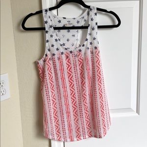 Red, white, and blue star racer back tank top